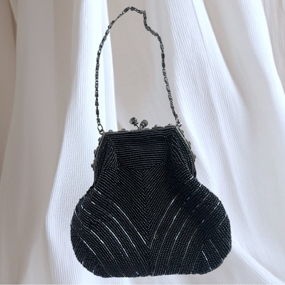 Elegant Black Beaded Evening Bag